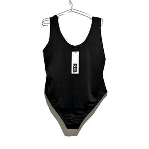 NWT Rebdolls Womens Essential Tank Swimsuit Black 3X Self Bra‎ Body Swimsuits